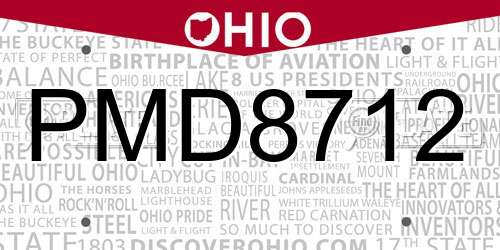 PMD8712 Ohio License Plate