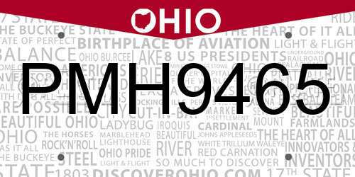 PMH9465 Ohio License Plate