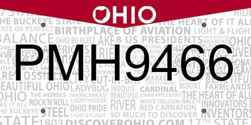 PMH9466 Ohio License Plate