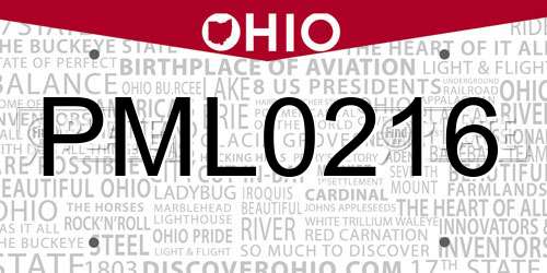 PML0216 Ohio License Plate
