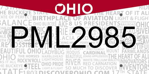PML2985 Ohio License Plate