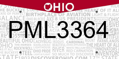 PML3364 Ohio License Plate
