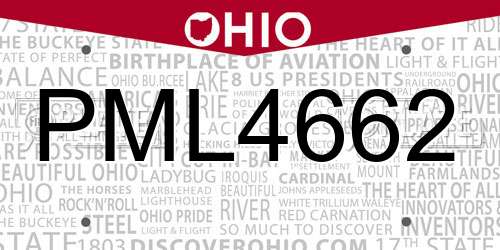 PML4662 Ohio License Plate