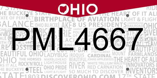 PML4667 Ohio License Plate