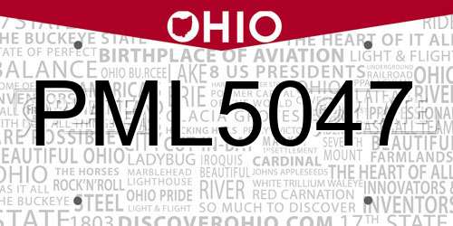 PML5047 Ohio License Plate