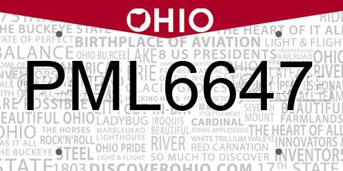 PML6647 Ohio License Plate