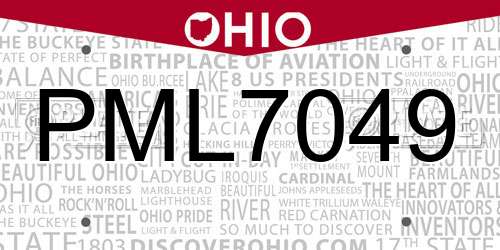 PML7049 Ohio License Plate