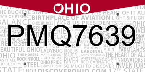 PMQ7639 Ohio License Plate