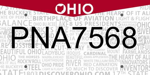 PNA7568 Ohio License Plate