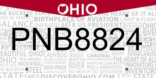 PNB8824 Ohio License Plate