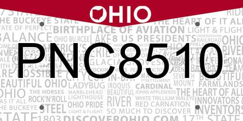 PNC8510 Ohio License Plate