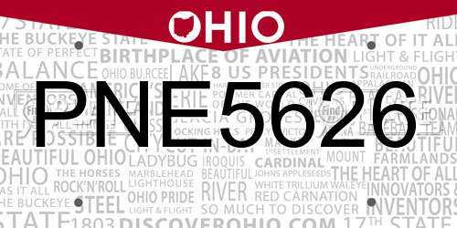 PNE5626 Ohio License Plate