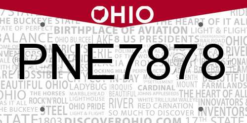 PNE7878 Ohio License Plate