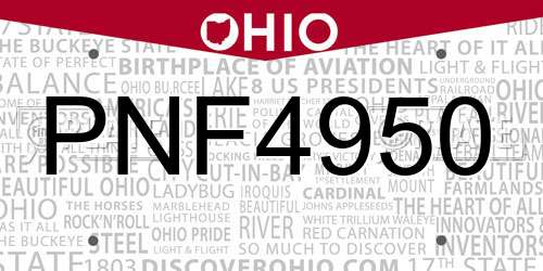 PNF4950 Ohio License Plate