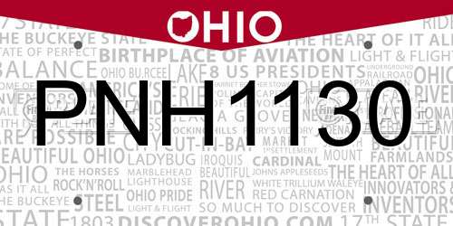 PNH1130 Ohio License Plate