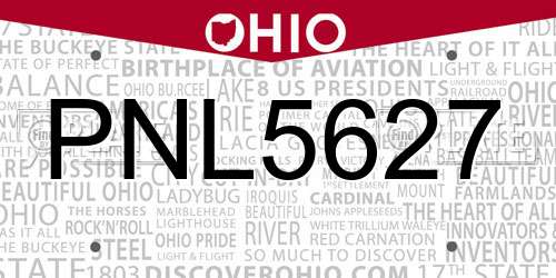 PNL5627 Ohio License Plate