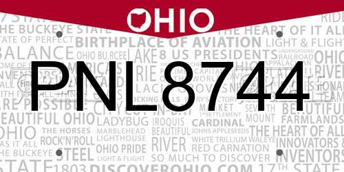 PNL8744 Ohio License Plate