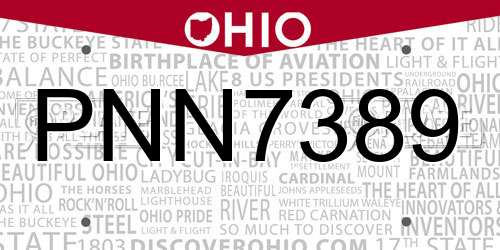 PNN7389 Ohio License Plate
