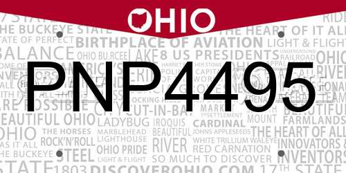 PNP4495 Ohio License Plate