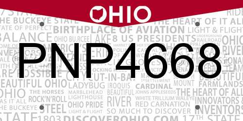 PNP4668 Ohio License Plate