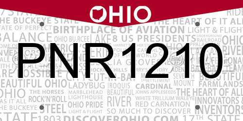 PNR1210 Ohio License Plate