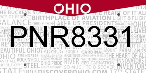 PNR8331 Ohio License Plate