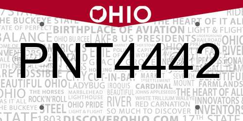 PNT4442 Ohio License Plate