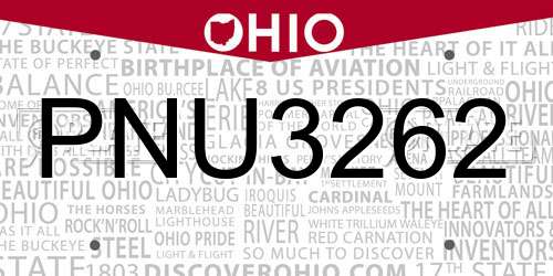 PNU3262 Ohio License Plate