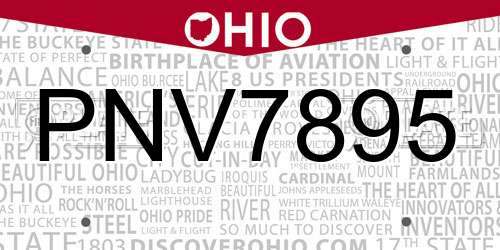 PNV7895 Ohio License Plate