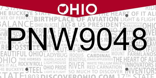 PNW9048 Ohio License Plate