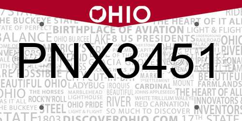 PNX3451 Ohio License Plate