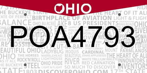 POA4793 Ohio License Plate