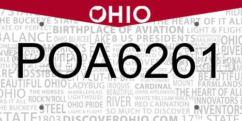 POA6261 Ohio License Plate