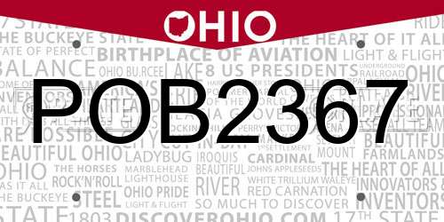 POB2367 Ohio License Plate