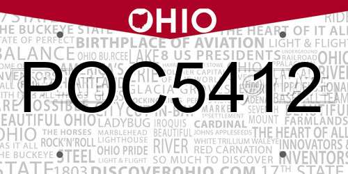 POC5412 Ohio License Plate