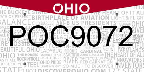 POC9072 Ohio License Plate