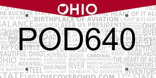 POD640 Ohio License Plate