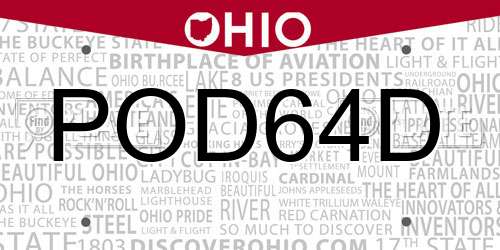 POD64D Ohio License Plate