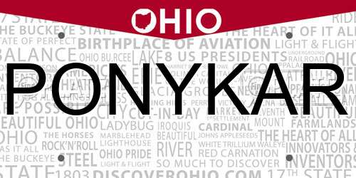 PONYKAR Ohio License Plate