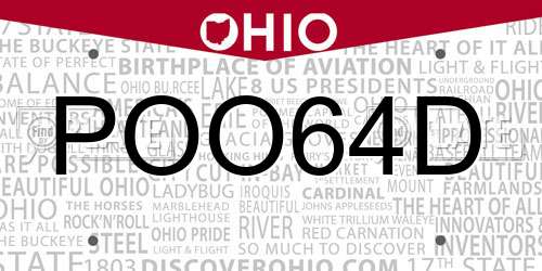 POO64D Ohio License Plate