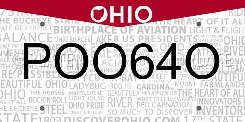 POO64O Ohio License Plate