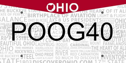 POOG40 Ohio License Plate