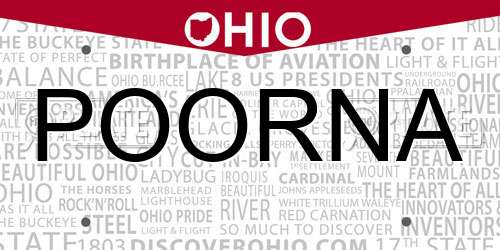 POORNA Ohio License Plate