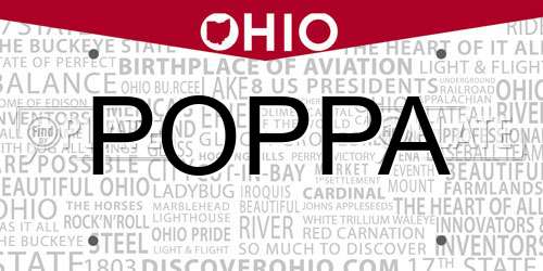 POPPA Ohio License Plate