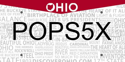 POPS5X Ohio License Plate