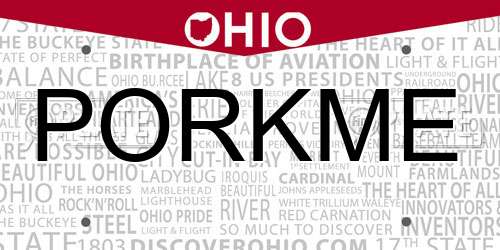 PORKME Ohio License Plate