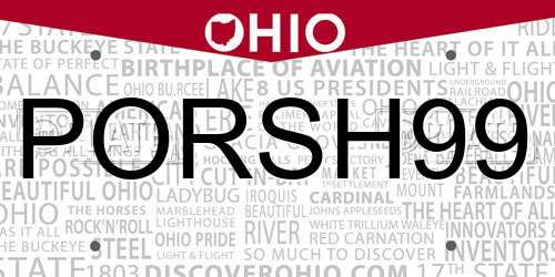 PORSH99 Ohio License Plate