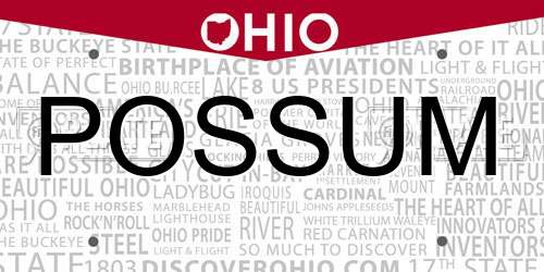 POSSUM Ohio License Plate