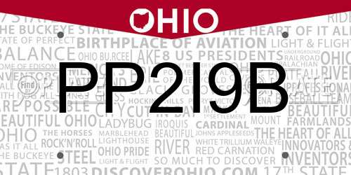 PP2I9B Ohio License Plate