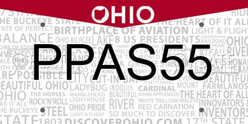 PPAS55 Ohio License Plate